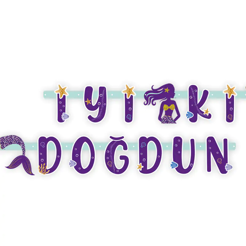 Pırıltılı Deniz Kızı İyi Ki Doğdun Harf Banner (2 m)